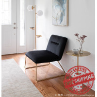 Lumisource CHR-CASPER AUVBK Casper Contemporary Accent Chair in Gold Metal and Black Velvet